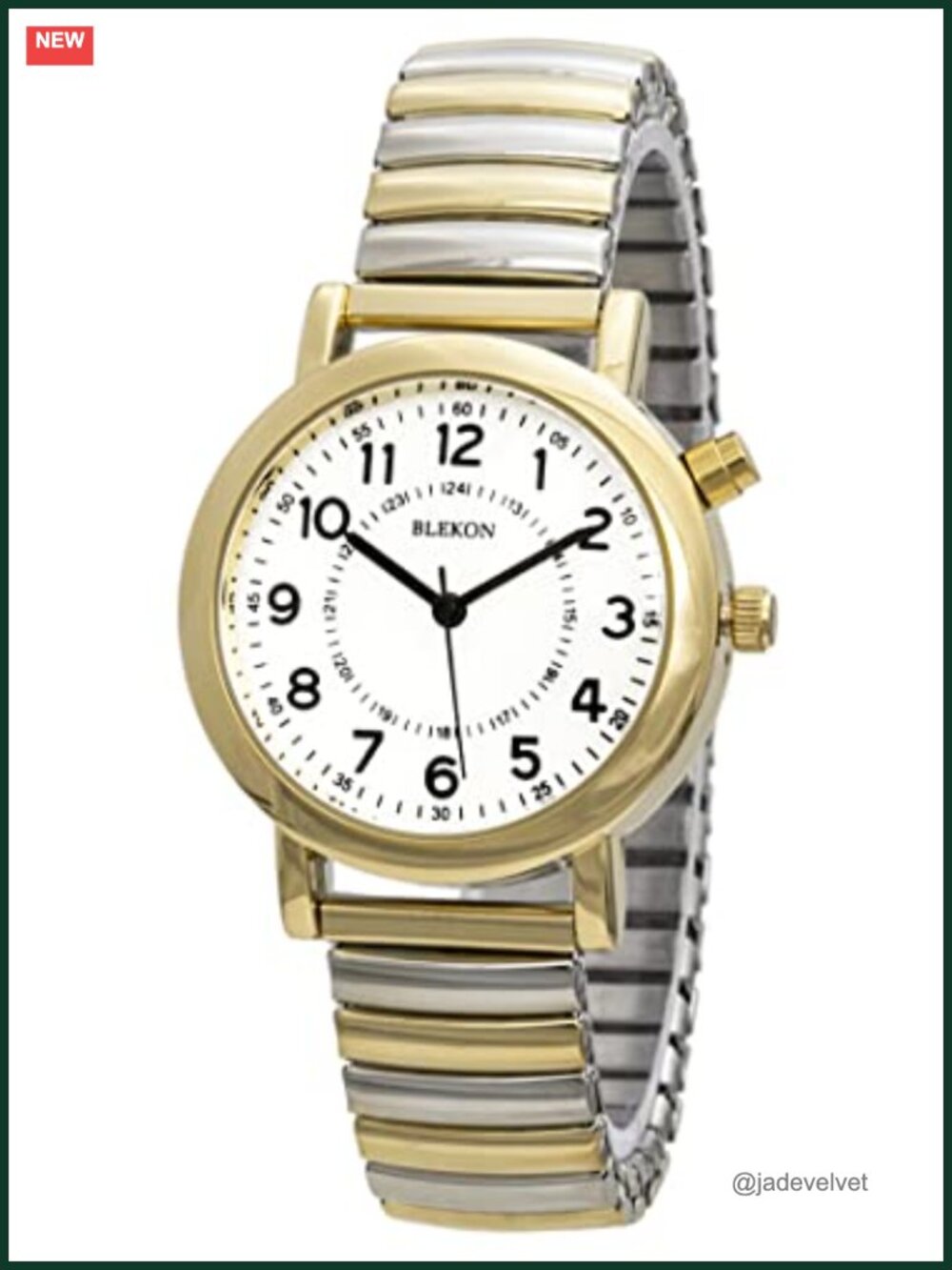 Blekon Women's Light Up Dial Watch Analog 33mm Metal Case Push Button Expansion